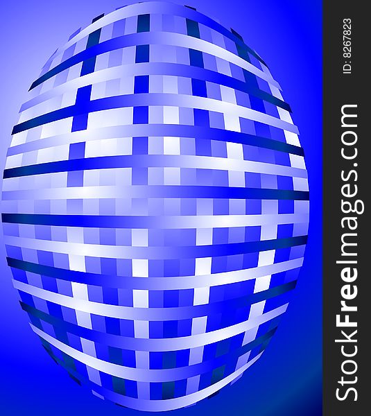 Open woven sphere on a blue background. Open woven sphere on a blue background