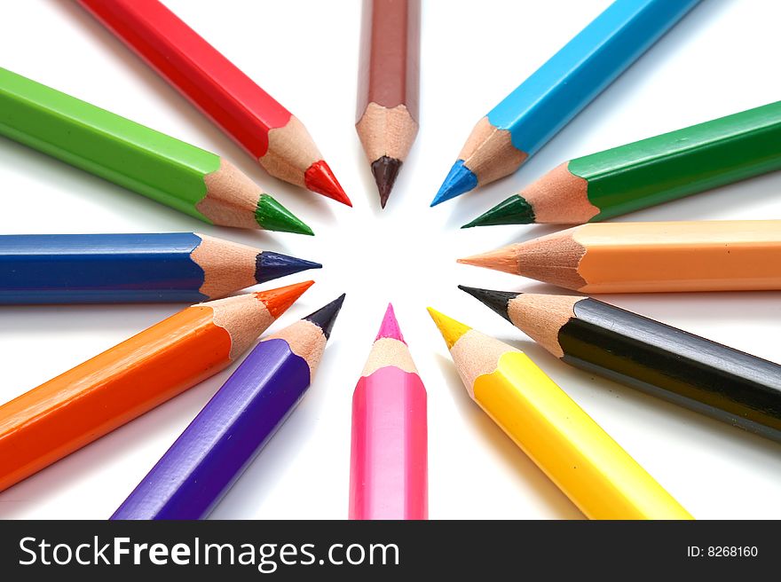 Much colors sharp pencils isolated on white background. Much colors sharp pencils isolated on white background