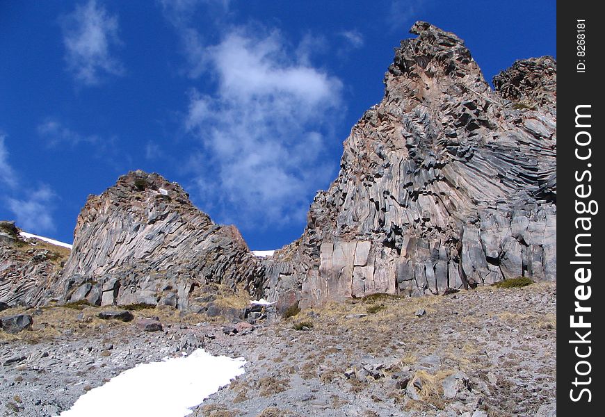 Russia. Caucasus. Rocks of volcanic origin on the offspurs of elbrus. Russia. Caucasus. Rocks of volcanic origin on the offspurs of elbrus.