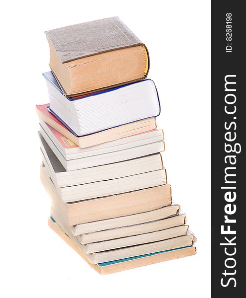 Tower of books on white background. Tower of books on white background
