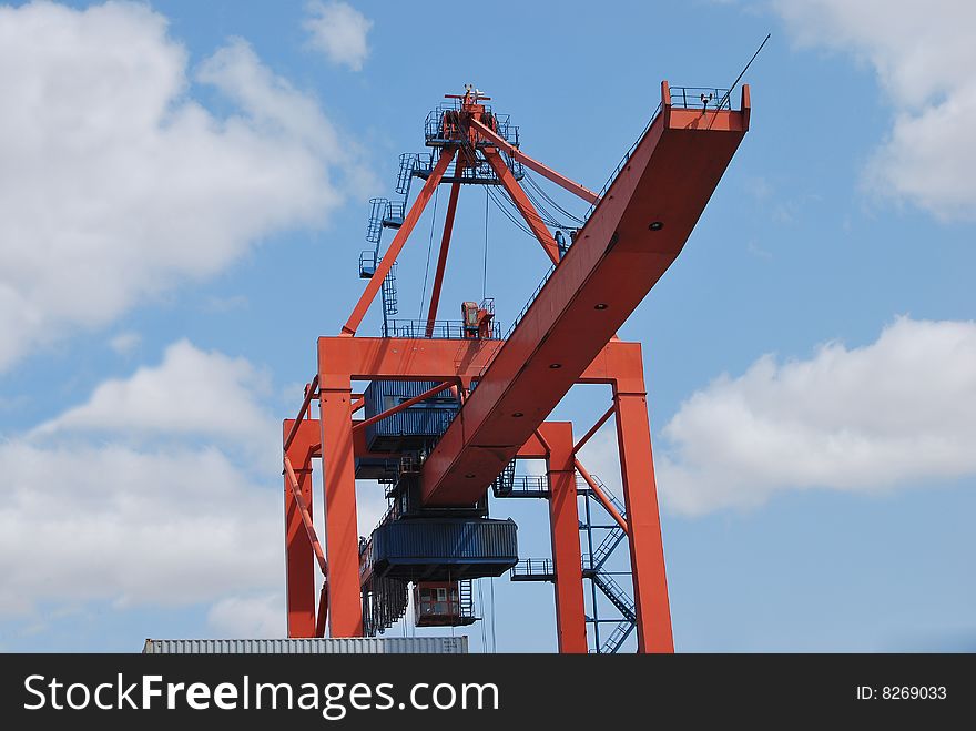 Details of a huge container terminal crane. Details of a huge container terminal crane