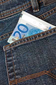 Blue Denim Jeans With A Twenty Euro Note Stock Images Blue Denim Jeans With A Twenty Euro Note Stock Images