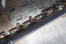 Flute And Old Sheet Music Royalty Free Stock Photography Flute And Old Sheet Music Royalty Free Stock Photography