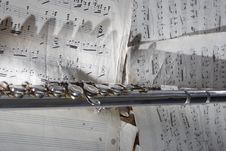 Flute And Old Sheet Music Royalty Free Stock Photo Flute And Old Sheet Music Royalty Free Stock Photo