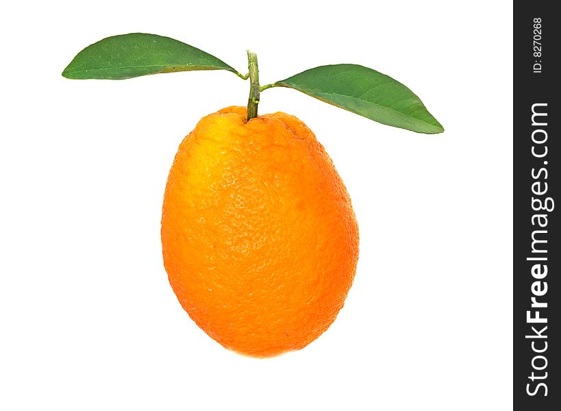 Close up of orange isolated on white background