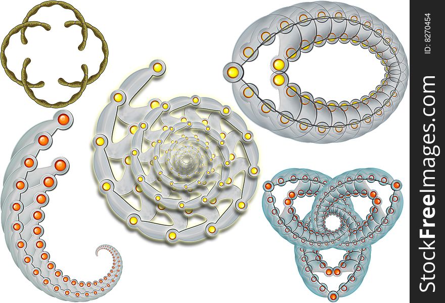 Set from 5 decorative design elements. Ready for create pattern, ornaments or background. Set from 5 decorative design elements. Ready for create pattern, ornaments or background.