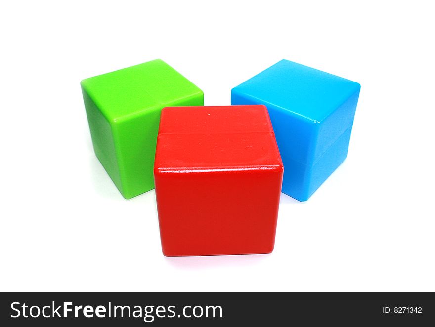 Colored cubes isolated on the white background