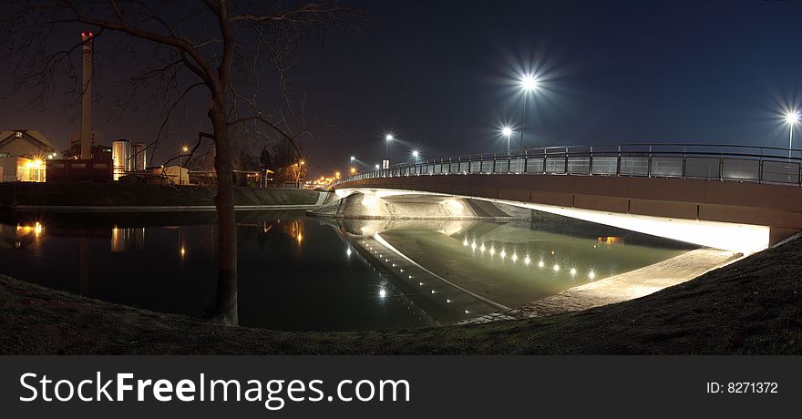 Modern Bridge At Night