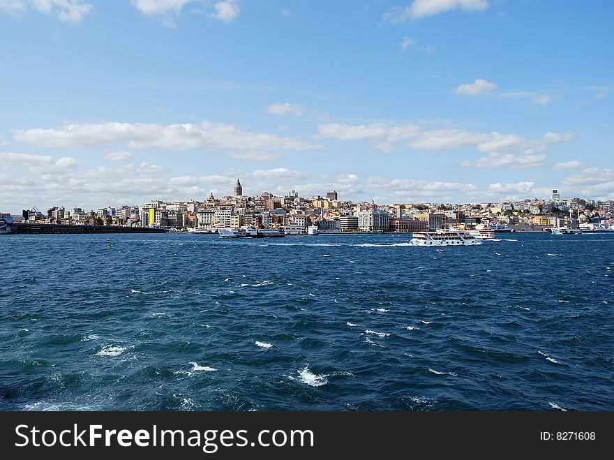 Istanbul city panorama with famous Galata tower. Istanbul city panorama with famous Galata tower