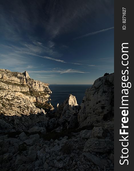 Splendid cliffs (Calanques) in southern France.