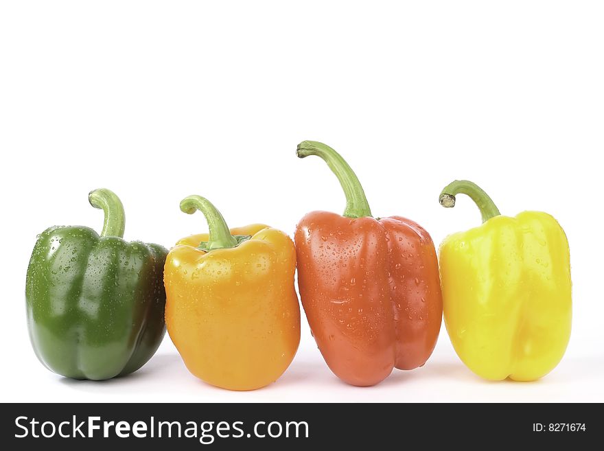 Sweet peppers closeup isolated on white background. Sweet peppers closeup isolated on white background
