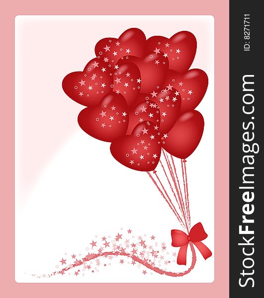 Card With Heart Balloons