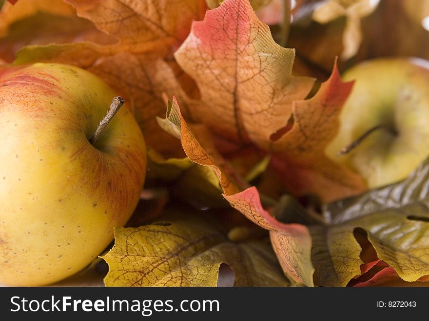 Apples With Leaves.