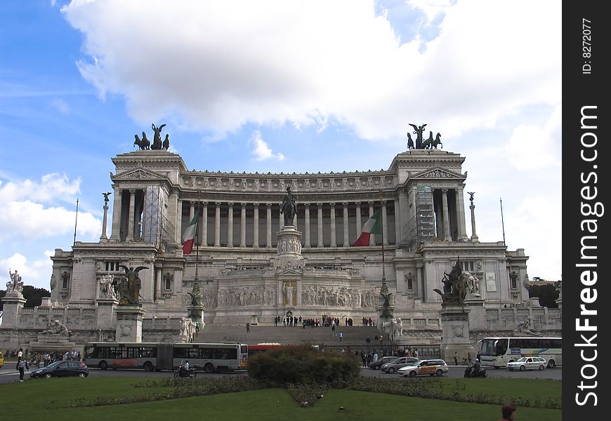 In background, the monument of vittorio emanuelle. In background, the monument of vittorio emanuelle