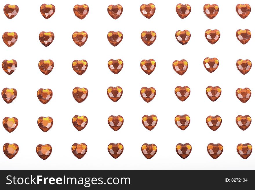 Hearts background  made up of glass hearts. Hearts background  made up of glass hearts