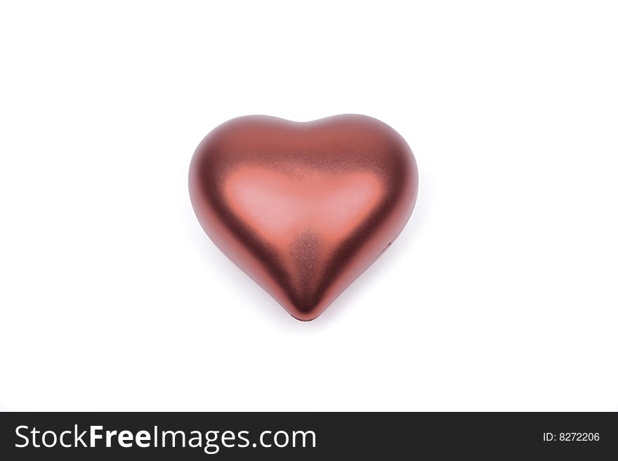 Red valentine heart closeup  isolated on white. Red valentine heart closeup  isolated on white