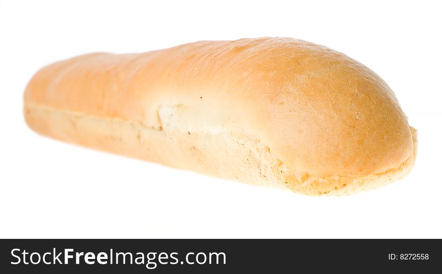 Close-up long loaf, isolated on white