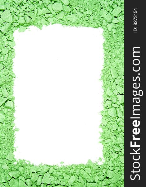 Original horizontal rectangle frame from crushed green chalk. Original horizontal rectangle frame from crushed green chalk