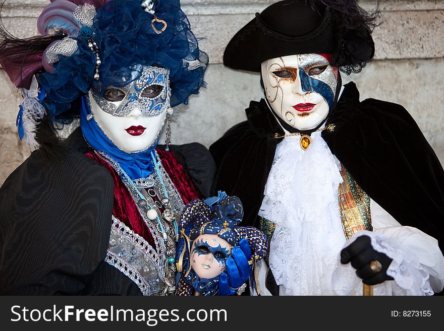 Two people in costume at the Venice Carnival. Two people in costume at the Venice Carnival