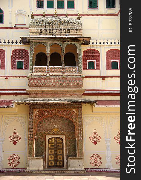 Door in the City palace of Jaipur in Rajasthan, India. Door in the City palace of Jaipur in Rajasthan, India