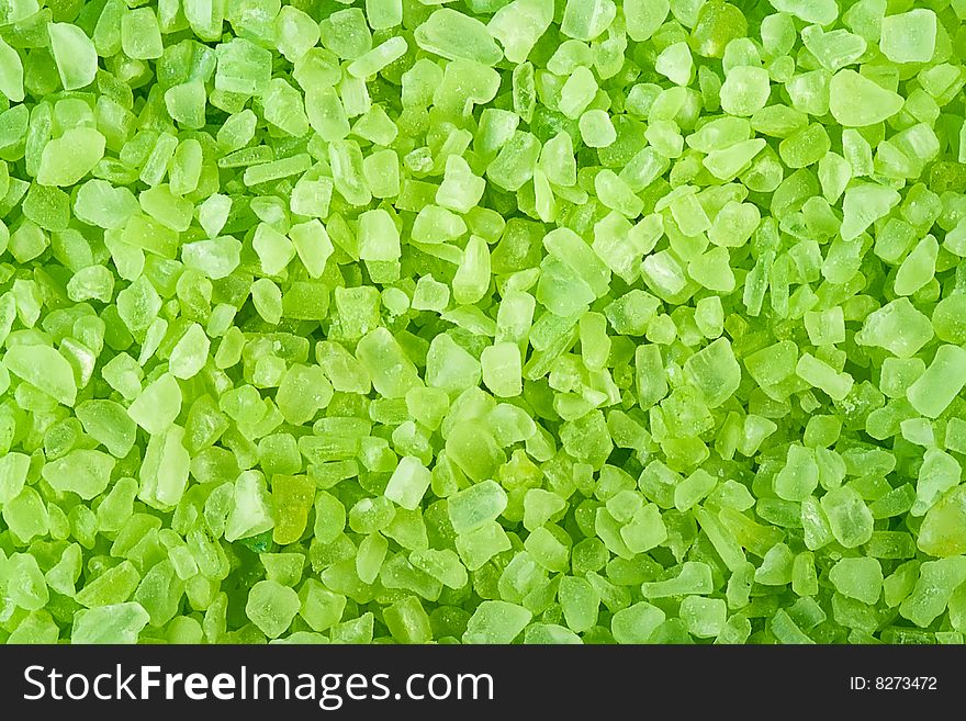 Green crystals of bath salt