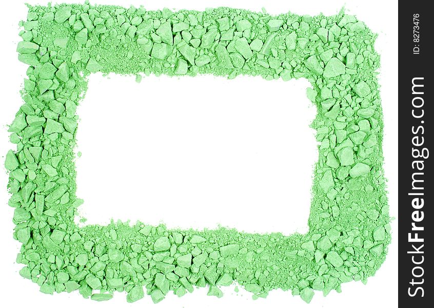 Original horizontal rectangle frame from crushed green chalk. Original horizontal rectangle frame from crushed green chalk