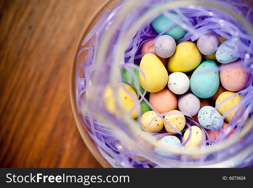 Easter eggs in a teapot. Easter eggs in a teapot