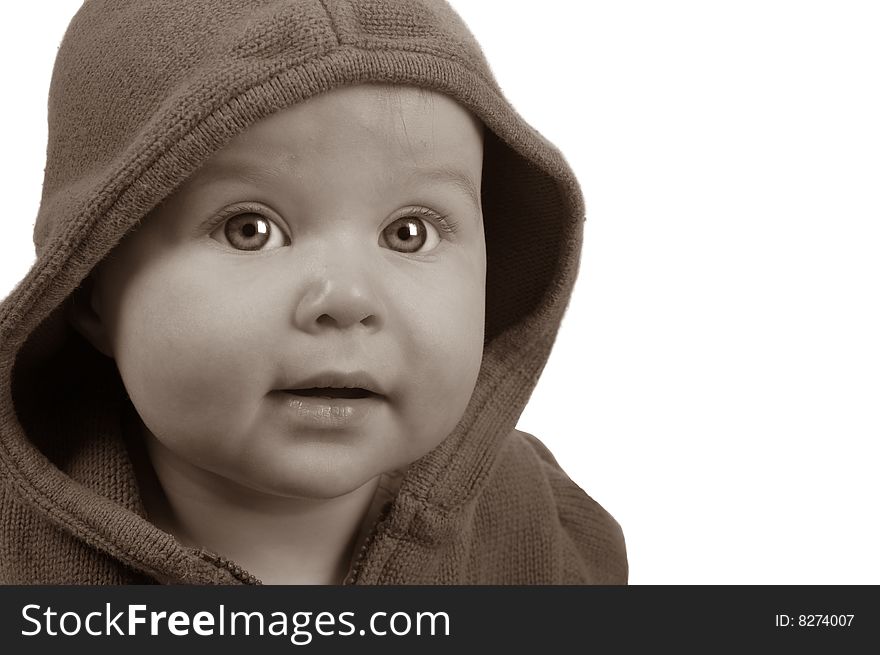 Beautiful portrait Of a baby Girl On white