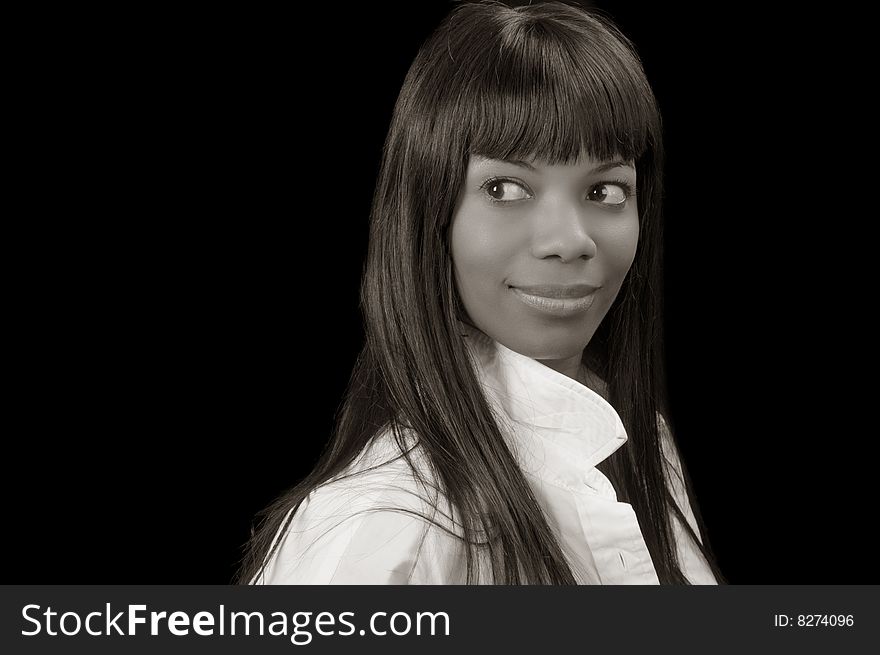 Nice portrait of a Afro American Woman On Black. Nice portrait of a Afro American Woman On Black