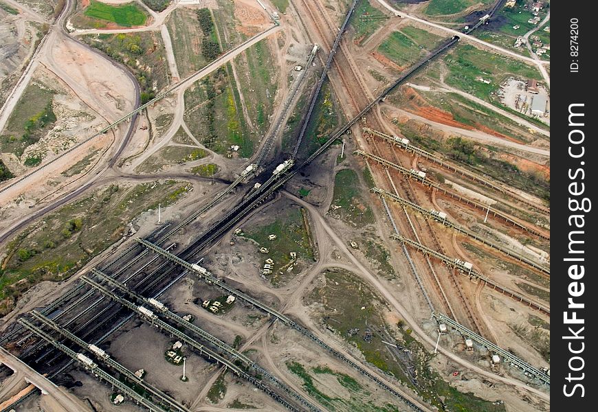 Coal transfer lines, aerial view