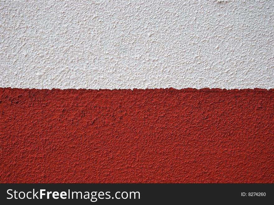 Painted canvas, red and white colors on rough surface. Painted canvas, red and white colors on rough surface