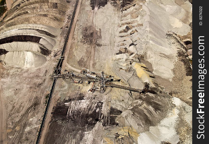 Dust deposition in coal mine, aerial view. Dust deposition in coal mine, aerial view