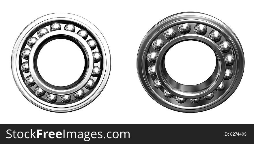 Two jointed ball bearings - front projection. Two jointed ball bearings - front projection