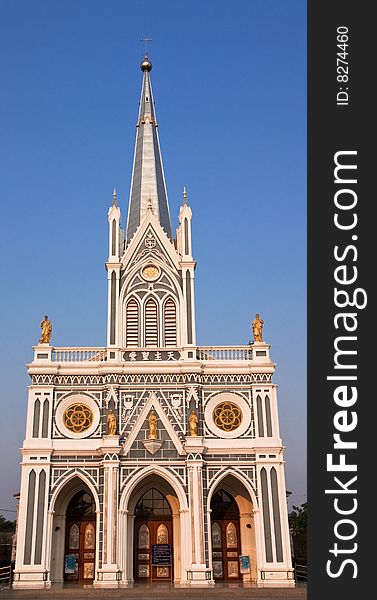 Gothic style, over 100 years old church in Ratchaburi province, Thailand. Gothic style, over 100 years old church in Ratchaburi province, Thailand.