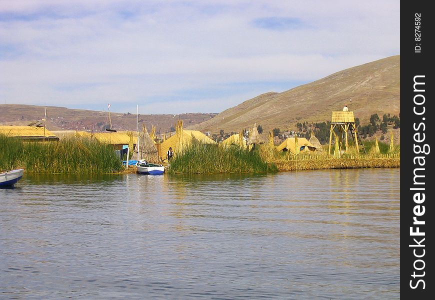 The laka of titicaca in the mountains of peru. The laka of titicaca in the mountains of peru