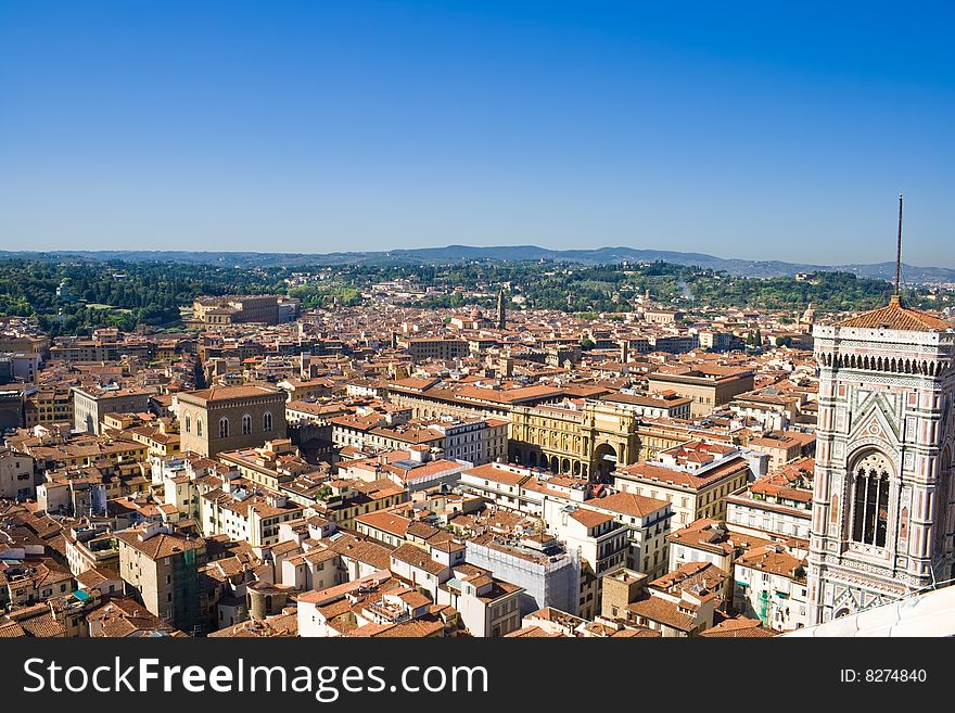 Panoramic view of Florence old city from the cathedral, Italy