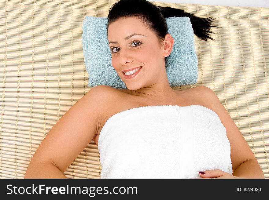 Smiling Woman Scrubbing Her Body