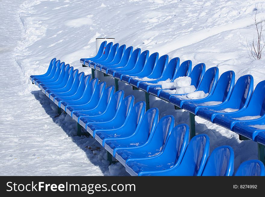 Tribune of a winter stadium