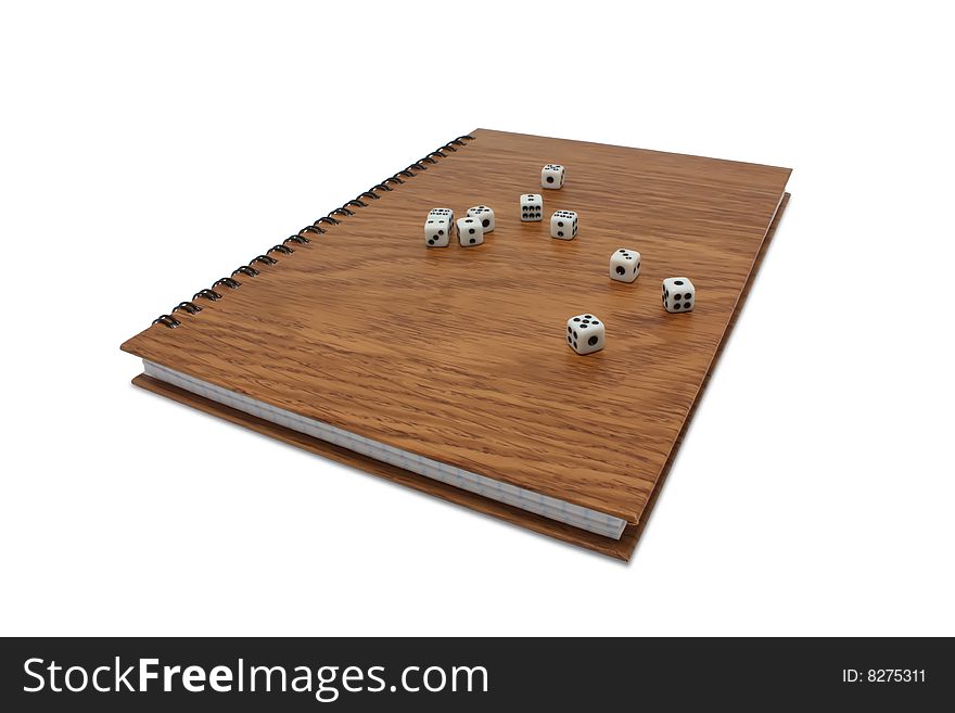 Brown notebook on a white background