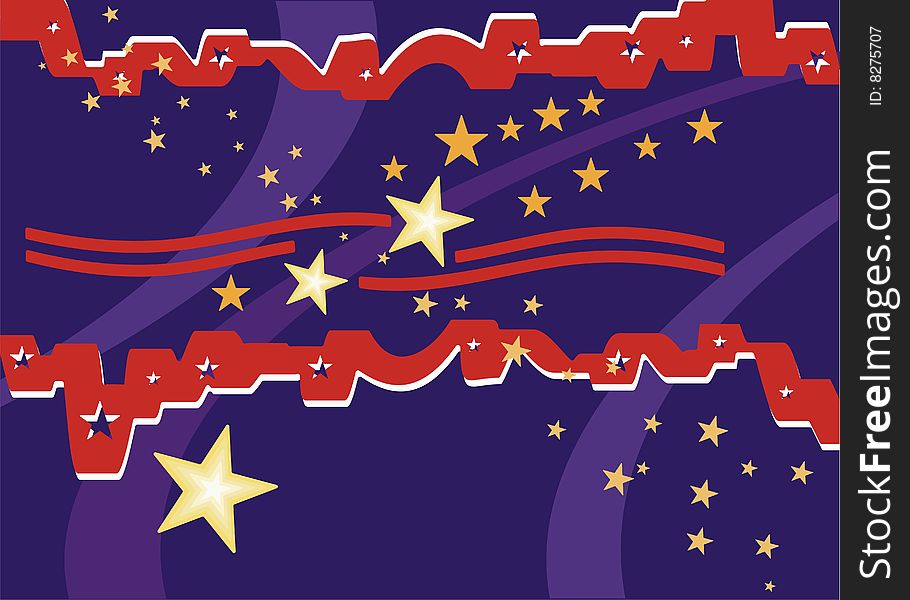 Abstract celebration background with stars and stripes,  illustration series.