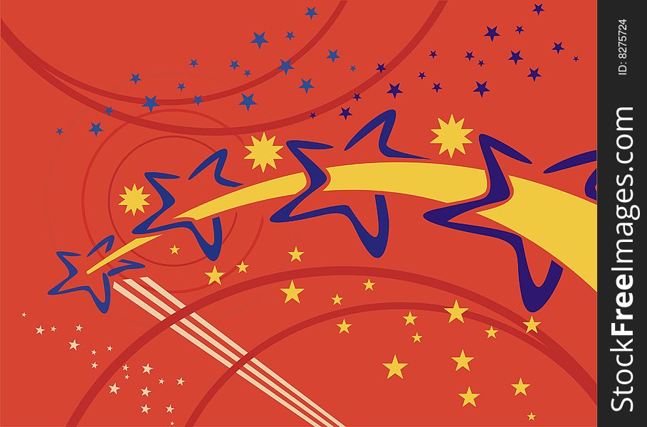 Abstract celebration background with stars and stripes, illustration series.
