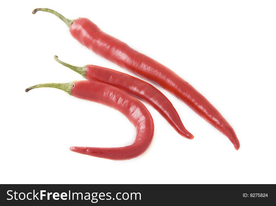 Ripe chili pepper isolated on white background