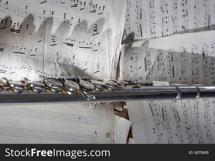 Flute and old Sheet music