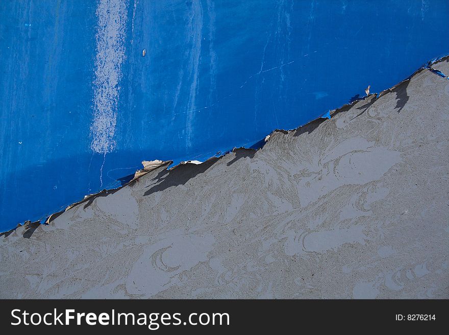 Grey metal texture with peeling blue paint. Grey metal texture with peeling blue paint.
