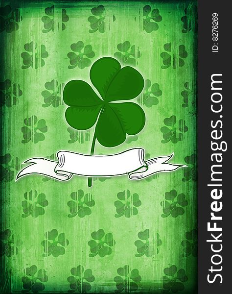 Grunge background with clover and blank for St. Patrick's Day