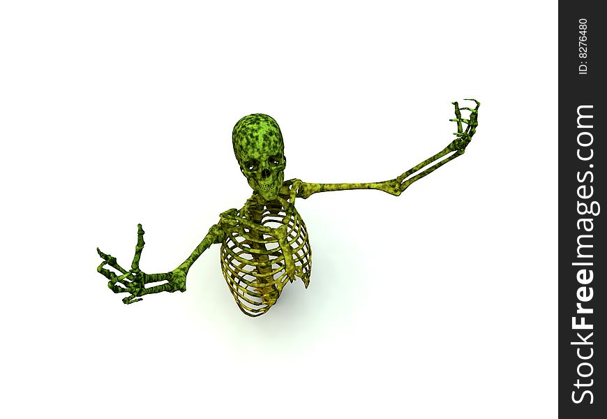 Skeleton coming out of the ground for Halloween or medical concepts. Skeleton coming out of the ground for Halloween or medical concepts.