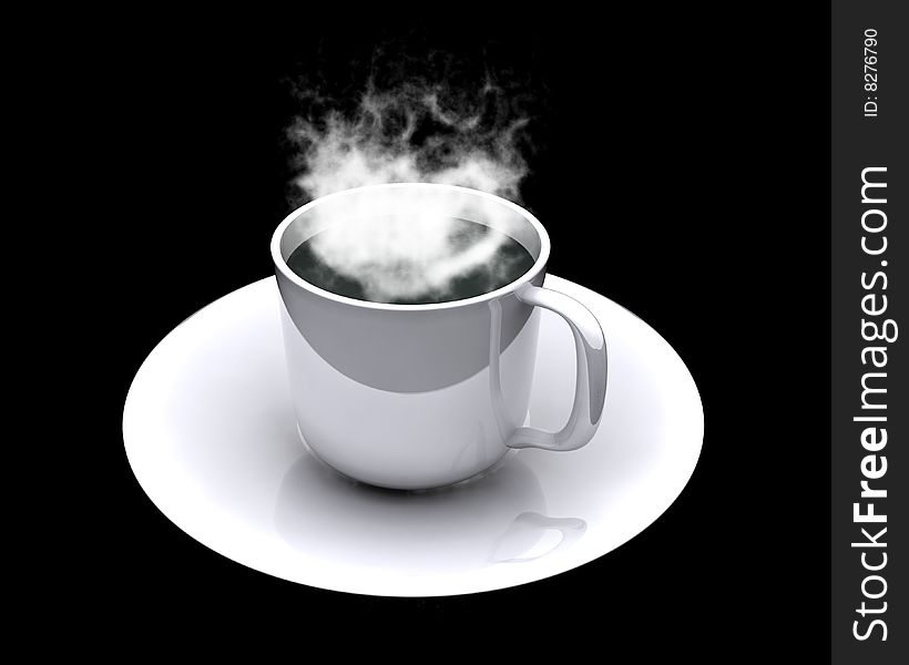 Cup coffee with smoke 3d