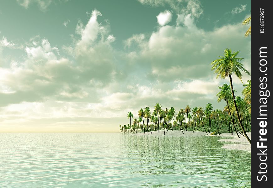 Beautiful tropical island. 3d image