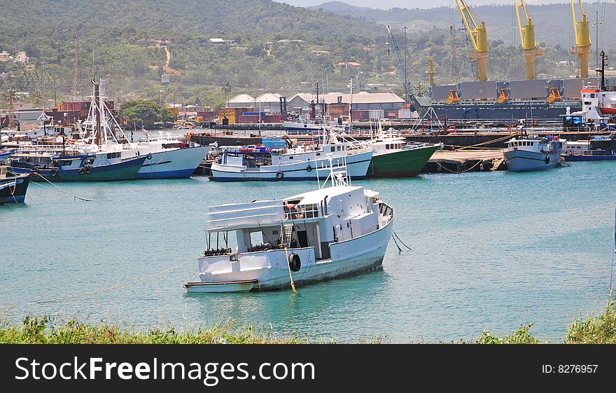 A sunny puerto plata port with beautifull blue ocean and ship 3. A sunny puerto plata port with beautifull blue ocean and ship 3