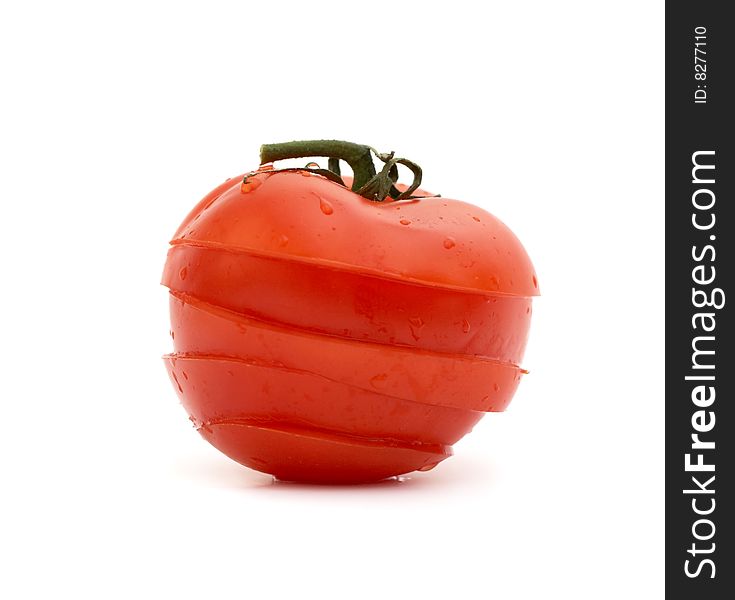 The tomato cut on slices